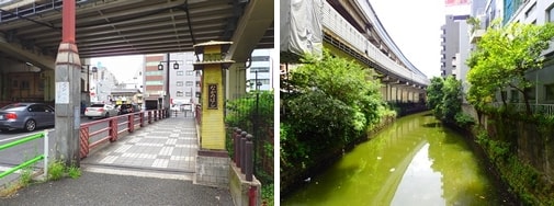 中ノ橋と古川の写真